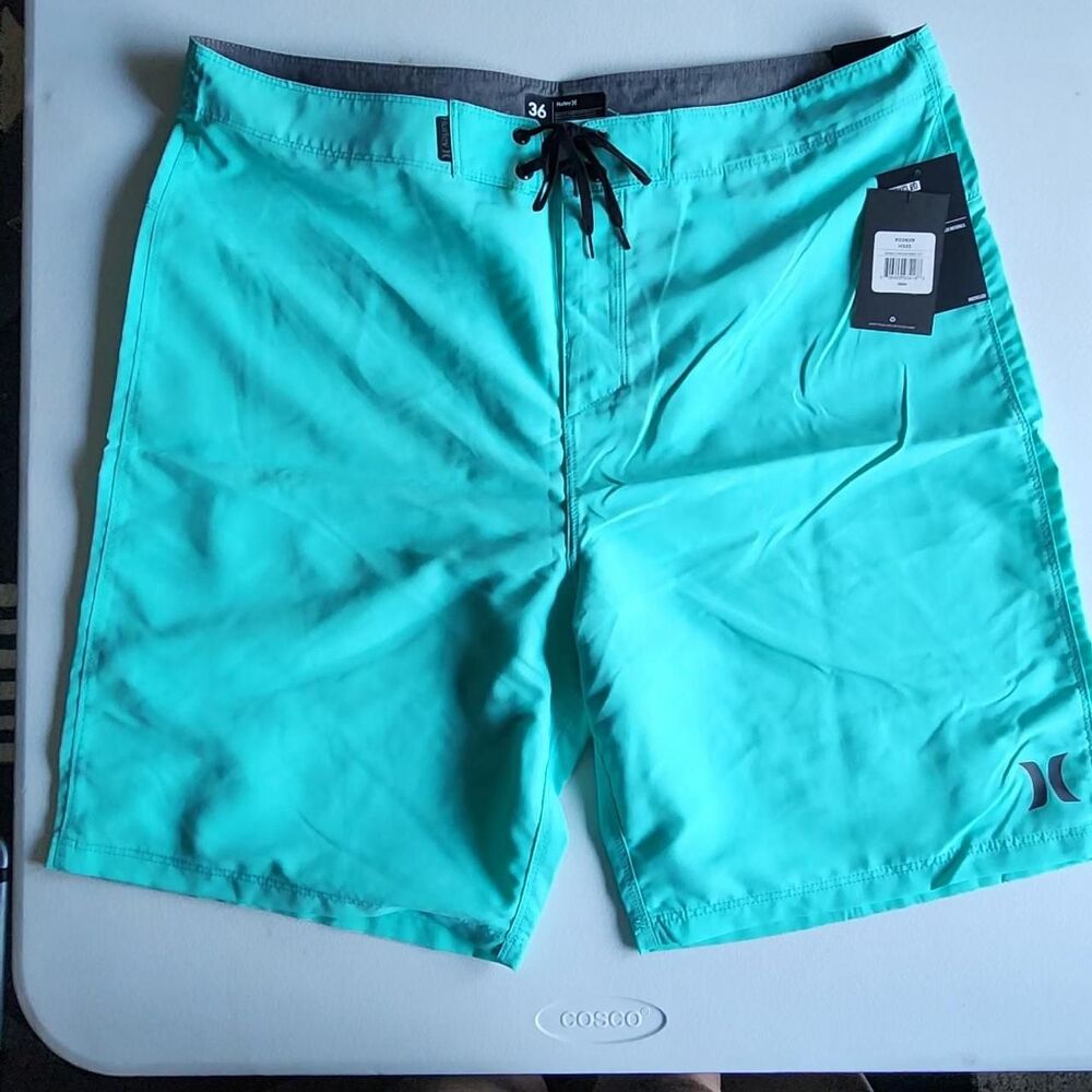 Hurley Men's Green and Blue Swim-briefs-shorts